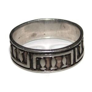 925 Vintage Estate Sterling Silver Ring Band Men Wide Rocker Biker Size 7.5